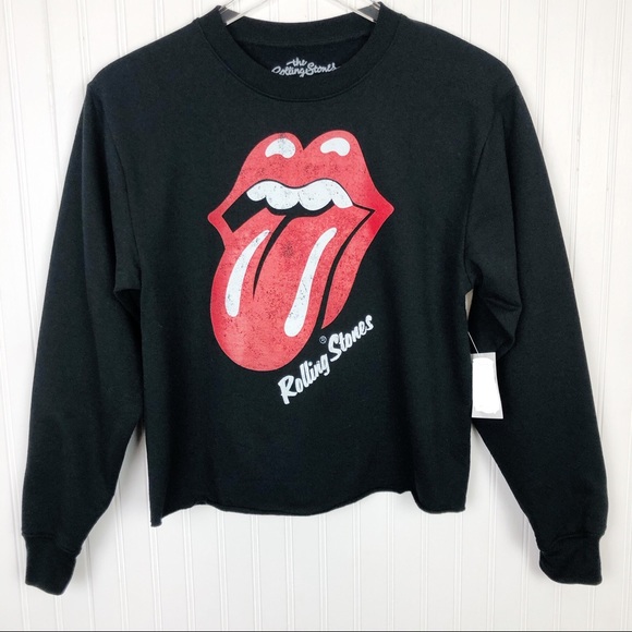 the Rolling Stones Tops - The Rolling Stones Cropped Graphic Band Sweat Top